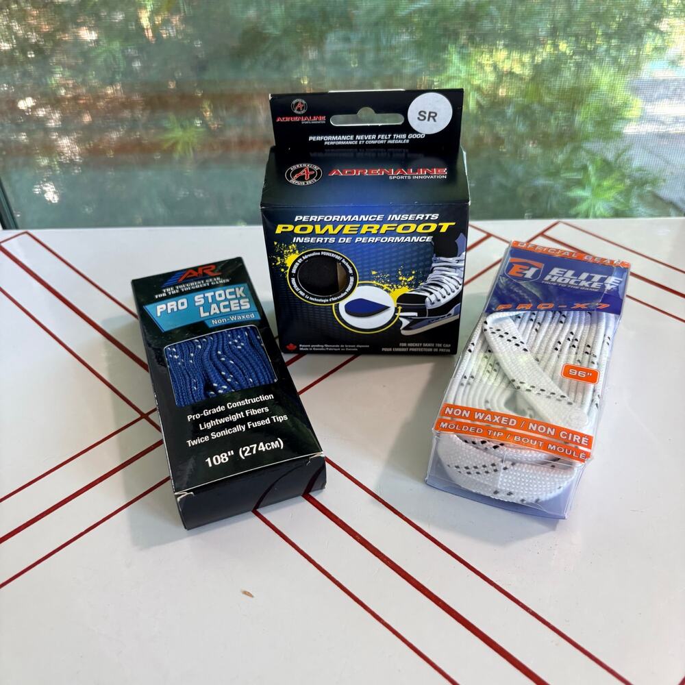 Hockey Skate Accessory Lot AR Pro and Elite Hockey Laces, and Powerfoot Inserts